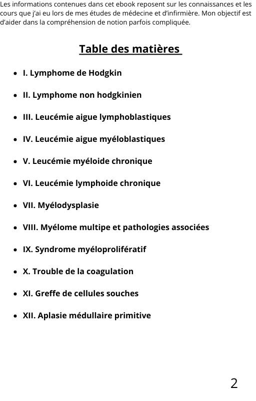 Les pathologies en hématologie