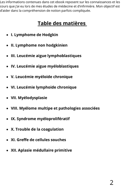 Les pathologies en hématologie